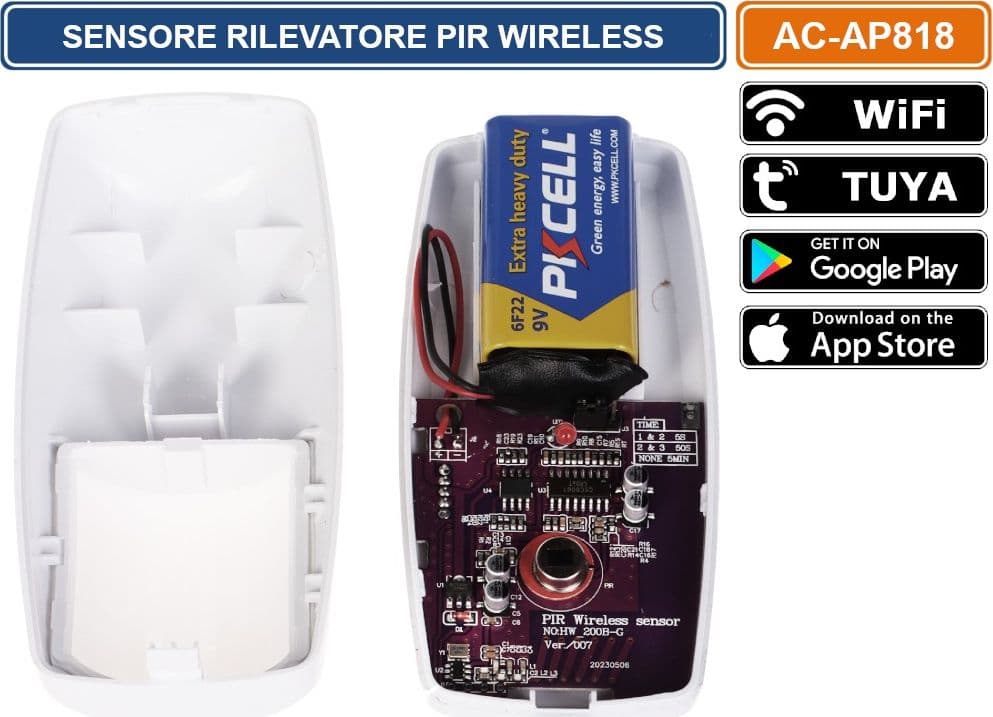SENSORE RILEVATORE PIR WIRELESS PER SISTEMA DI ALLARME ATLO-AZ-WG13A-TUYA - 3