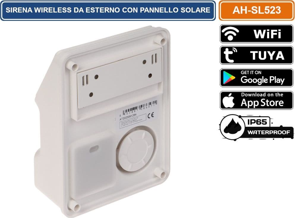 SIRENA DA ESTERNO WIRELESS CON PANNELLO SOLARE  PER SISTEMA DI ALLARME ATLO-AZ-WG13A-TUYA - 2