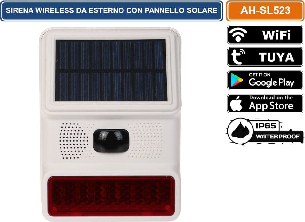 SIRENA DA ESTERNO WIRELESS CON PANNELLO SOLARE  PER SISTEMA DI ALLARME ATLO-AZ-WG13A-TUYA - 3