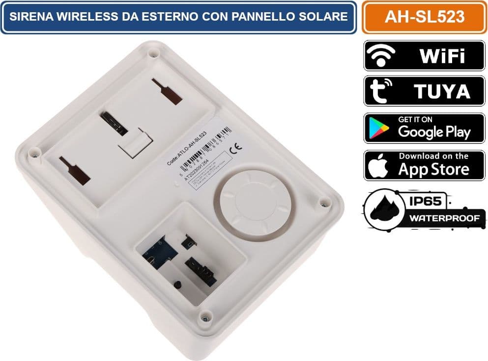SIRENA DA ESTERNO WIRELESS CON PANNELLO SOLARE  PER SISTEMA DI ALLARME ATLO-AZ-WG13A-TUYA - 4