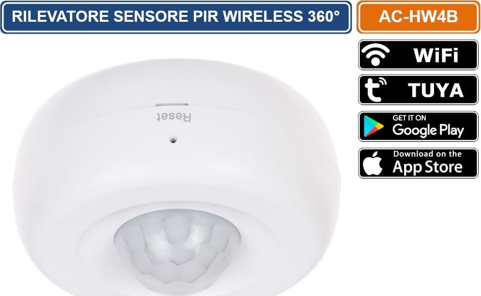 SENSORE RILEVATORE PIR WIRELESS A SOFFITTO 360° PER SISTEMA DI ALLARME ATLO-AZ-WG13A-TUYA