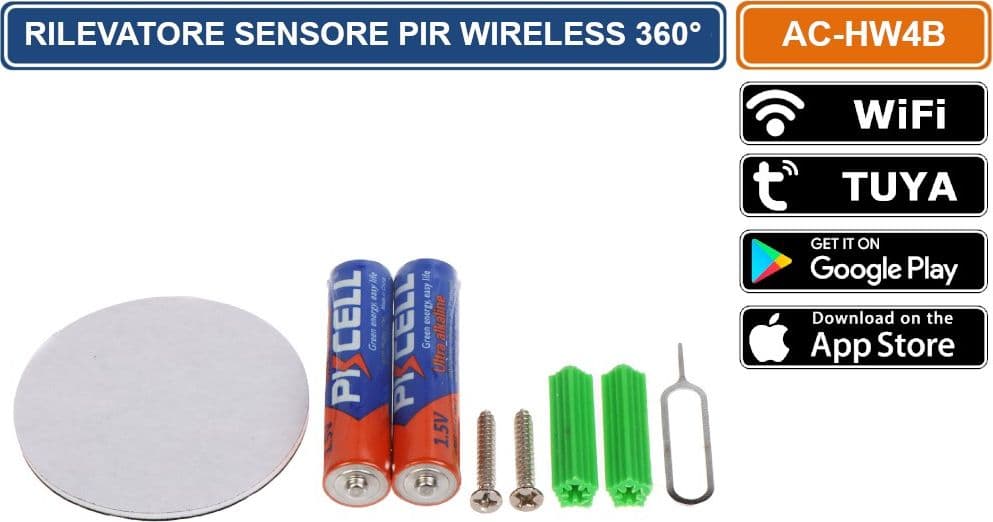 SENSORE RILEVATORE PIR WIRELESS A SOFFITTO 360° PER SISTEMA DI ALLARME ATLO-AZ-WG13A-TUYA - 3