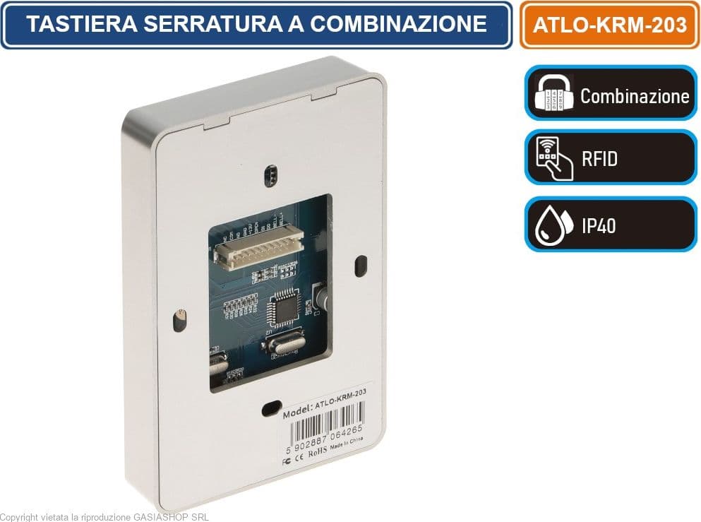 TASTIERA RFID APRICANCELLO SERRATURA A COMBINAZIONE TAG BADGE IP40 - 3