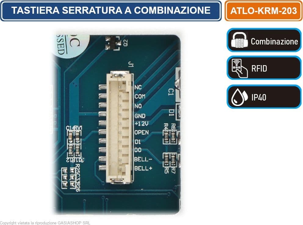 TASTIERA RFID APRICANCELLO SERRATURA A COMBINAZIONE TAG BADGE IP40 - 5
