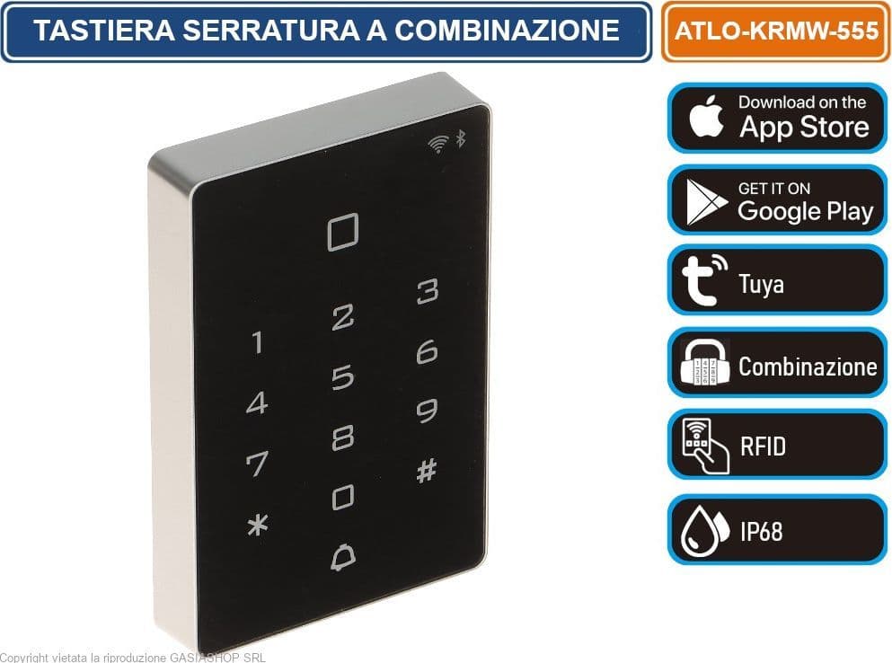 TASTIERA SMART WIFI RFID APRICANCELLO SERRATURA A COMBINAZIONE DA ESTERNO PER TAG BADGE IP68 GGESTIBILE DA APP TUYA