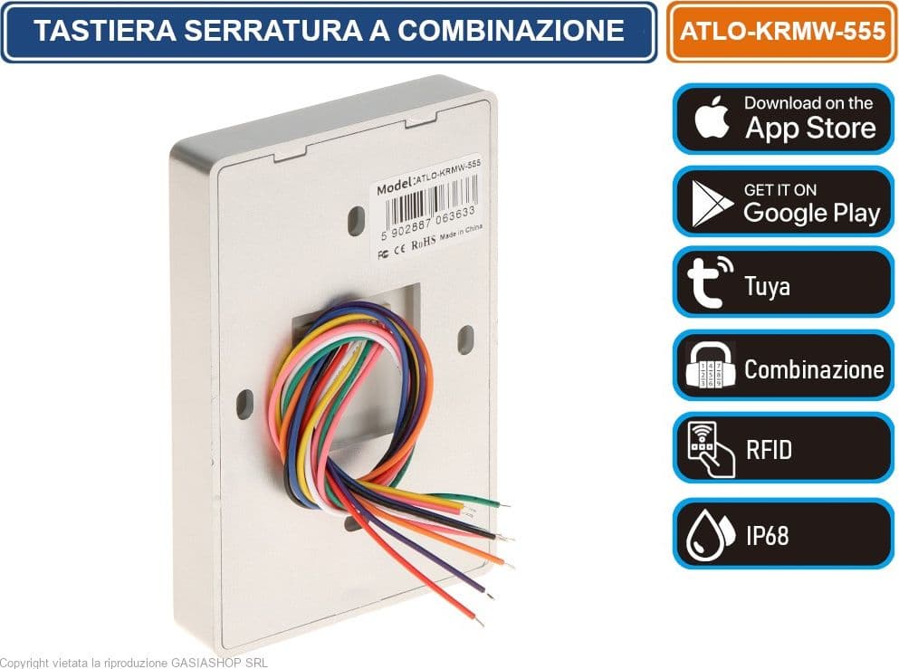 TASTIERA SMART WIFI RFID APRICANCELLO SERRATURA A COMBINAZIONE DA ESTERNO PER TAG BADGE IP68 GGESTIBILE DA APP TUYA - 3