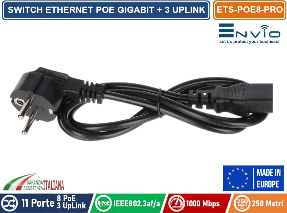 11 PORTE SWITCH ETHERNET POE GIGABIT 8 PORTE GE + 2 UPLINK GE + 1 UPLINK GE SFP - 4