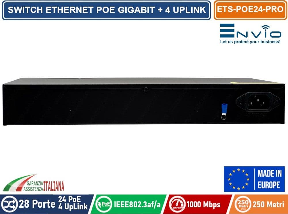 28 PORTE SWITCH ETHERNET POE GIGABIT 24 PORTE GE + 2 UPLINK GE + 2 UPLINK GE SFP - 3