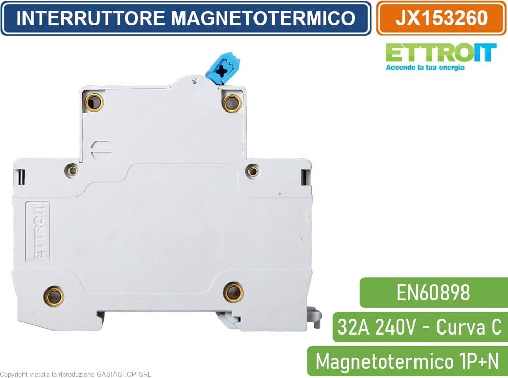 ETTROIT INTERRUTTORE MEGNETOTERMICO PER BARRA DIN 1 MODULO 1P+N 240V CURVA C 6KA 32A - 3