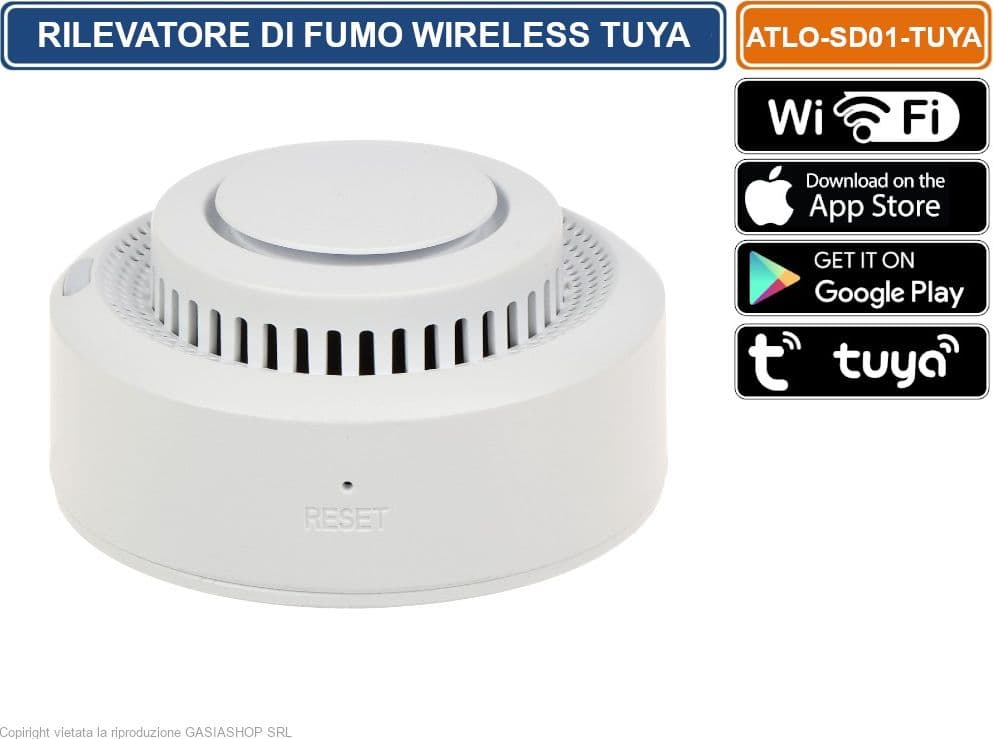 SENSORE RILEVATORE DI FUMO WIRELESS ATLO-SD01-TUYA Wi-Fi GESTIBILE DA SMARTPHONE CON APP TUYA - 2