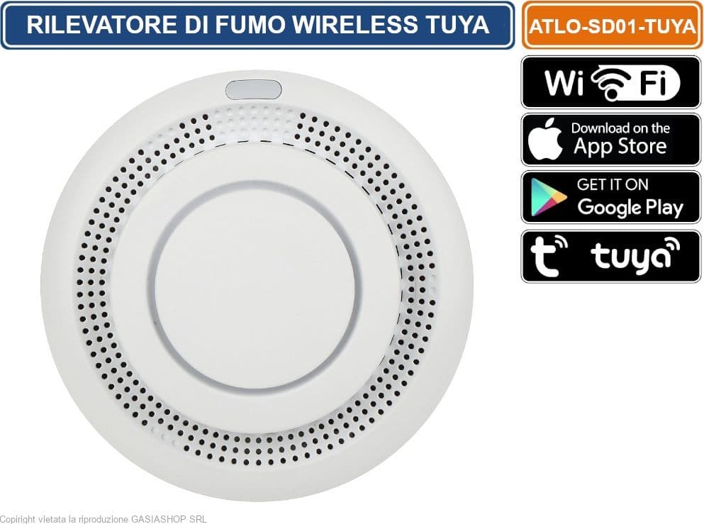 SENSORE RILEVATORE DI FUMO WIRELESS ATLO-SD01-TUYA Wi-Fi GESTIBILE DA SMARTPHONE CON APP TUYA - 3