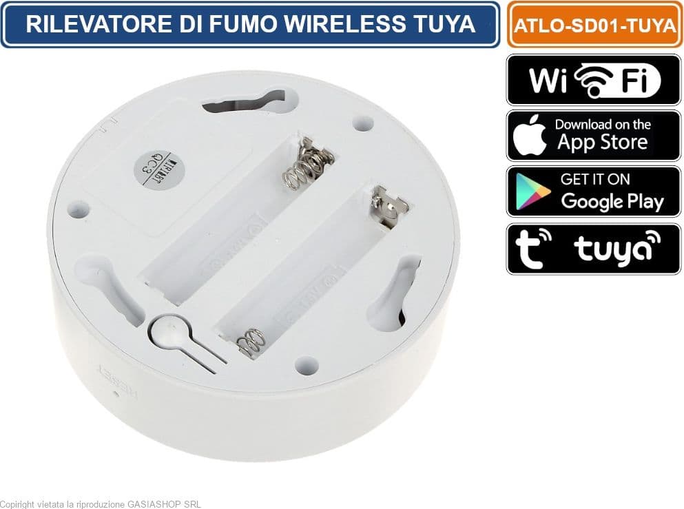 SENSORE RILEVATORE DI FUMO WIRELESS ATLO-SD01-TUYA Wi-Fi GESTIBILE DA SMARTPHONE CON APP TUYA - 5
