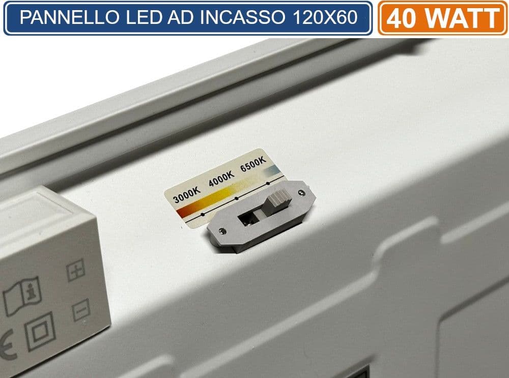 UNIVERSO PN-120-3C PANNELLO SMD LED SLIM RETTANGOLARE DA INCASSO 120x30 40W 4880 LUMEN  CCT 3000K - 4000K - 6500K - 4