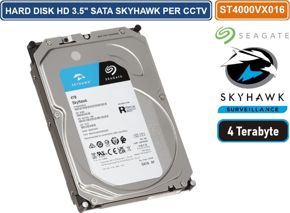 HARD DISK HD 3,5" SATA SKYHAWK 4000 GB 4TB 6Gb/s SEAGATE ST4000VX016 CCTV - 2