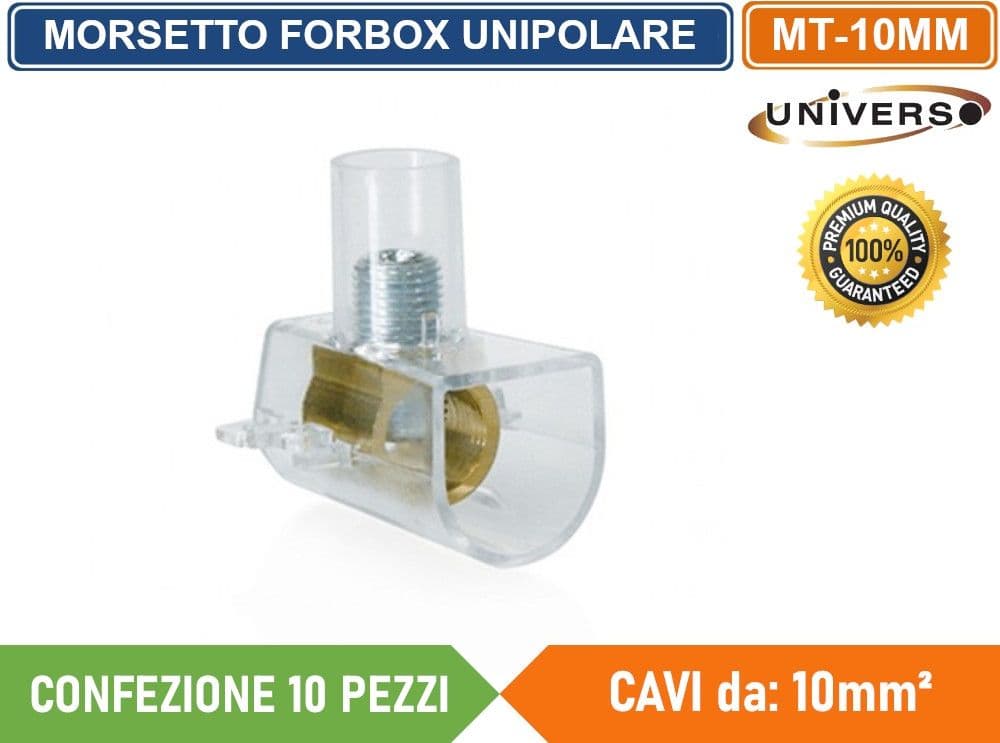 CONFEZIONE 10 PEZZI MORSETTO FORBOX A CAPPUCCIO UNIPOLARE TRASPERENTE PER CAVI CON SEZIONE 10mm² - 2
