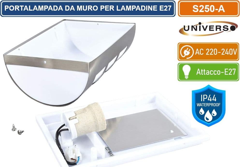 UNIVERSO S250-A PORTALAMPADA WALL LIGHT DA MURO PER LAMPADINE E27 DA ESTERNO IP44 - 3