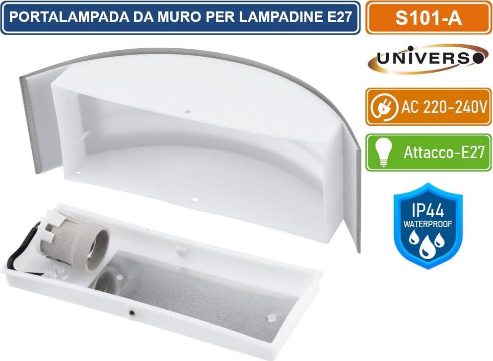 UNIVERSO S101-A PORTALAMPADA WALL LIGHT DA MURO PER LAMPADINE E27 DA ESTERNO IP44 - 4