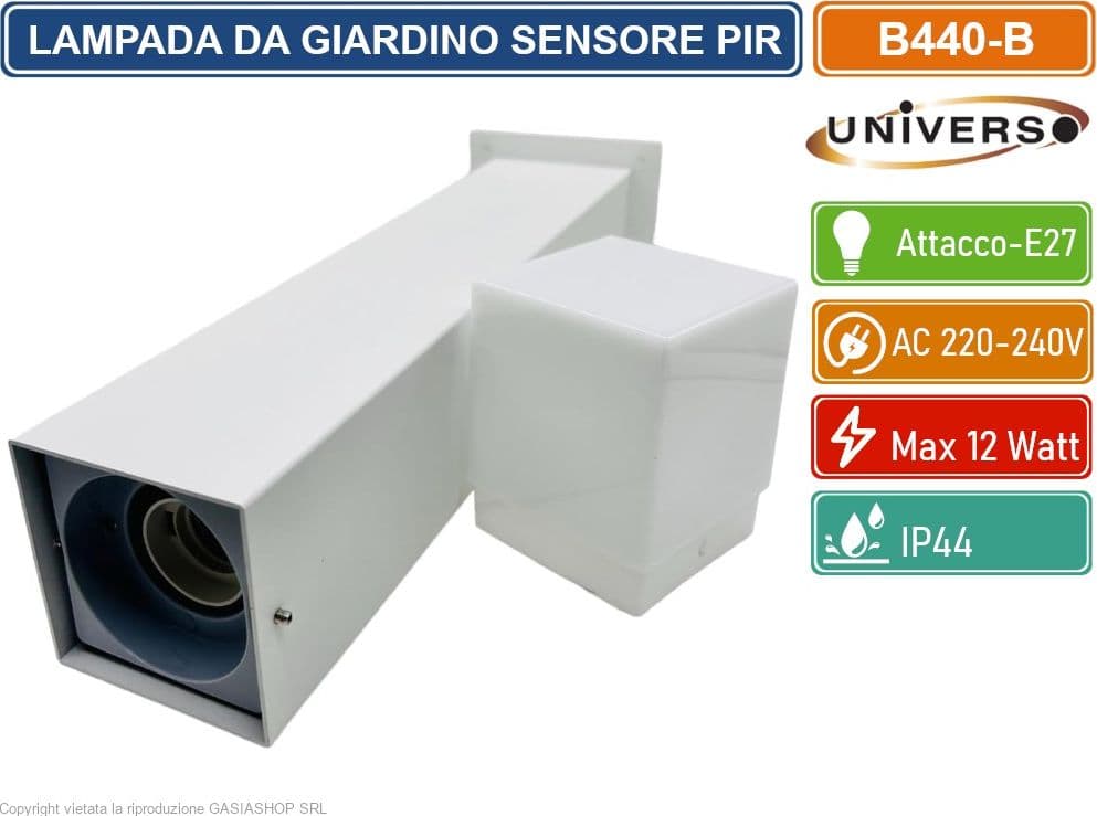 UNIVERSO B440 PORTALAMPADA PALO DA GIARDINO QUADRATO CON FISSAGGIO A TERRA PER LAMPADINE E27 - 3