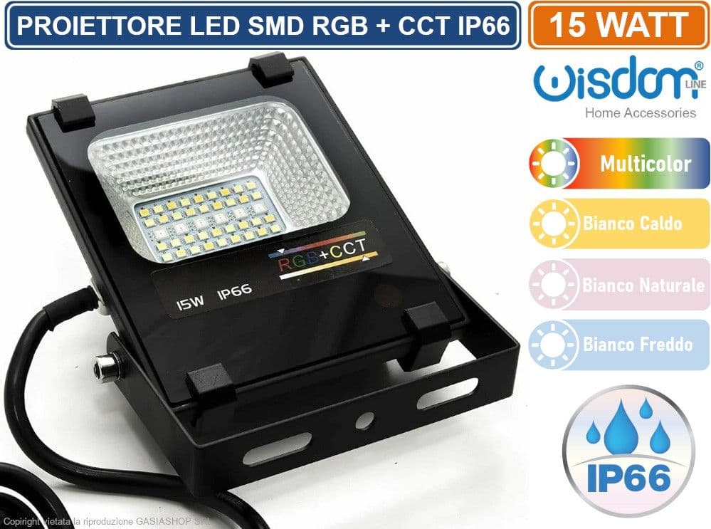 FARO PROIETTORE MULTICOLORE RGB+CCT 15W DIMMERABILE DA ESTERNO IP66 CON TELECOMANDO - 3
