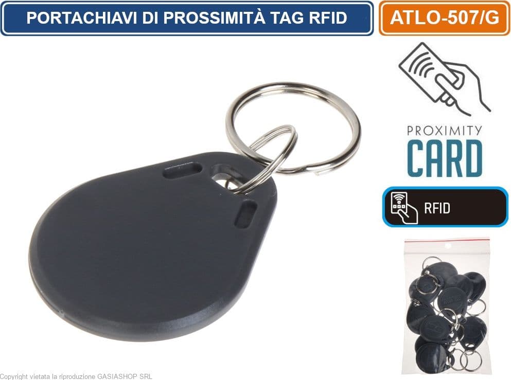 CONFEZIONE 10 PEZZI TAG RFID BADGE APRICANCELLO INSERITORE CHIAVE ANTIFURTO PROSSIMITA' - 2