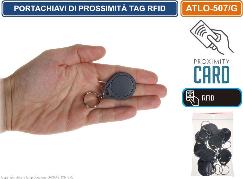 CONFEZIONE 10 PEZZI TAG RFID BADGE APRICANCELLO INSERITORE CHIAVE ANTIFURTO PROSSIMITA' - 3