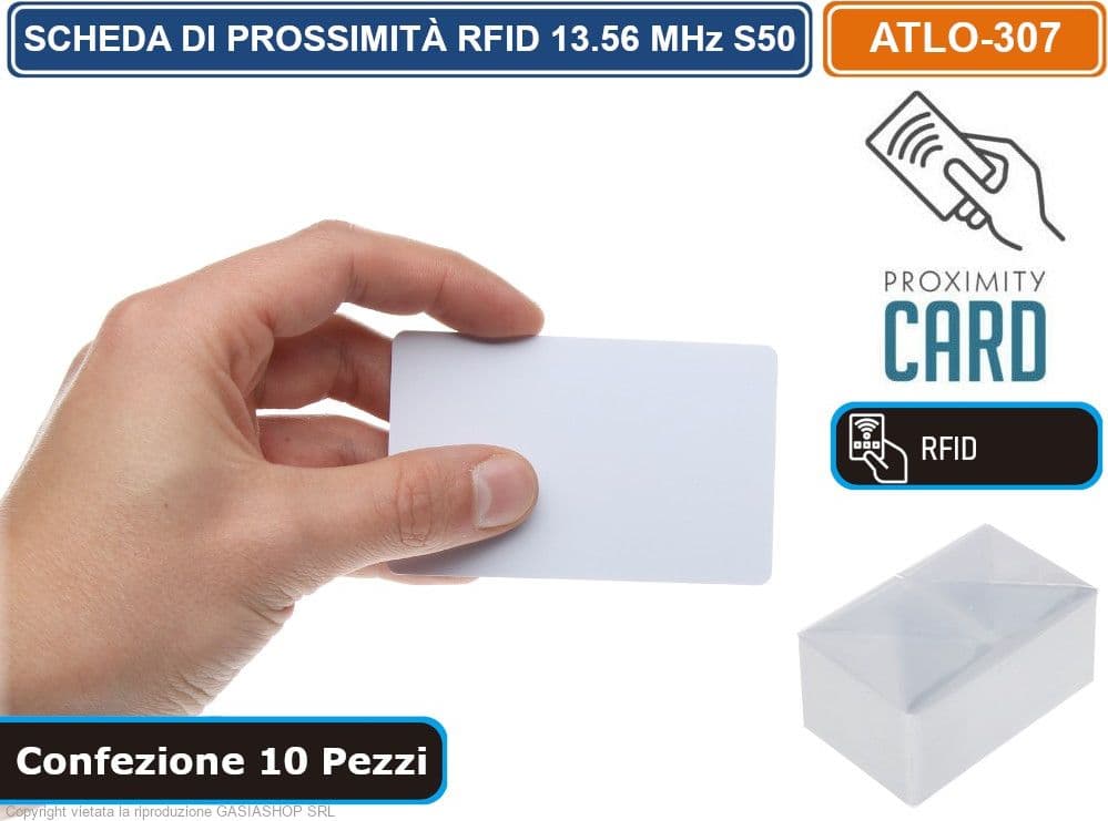 CONFEZIONE 10 SCHEDA DI PROSSIMITÀ TAG RFID BADGE APRICANCELLO INSERITORE CHIAVE ANTIFURTO - 2