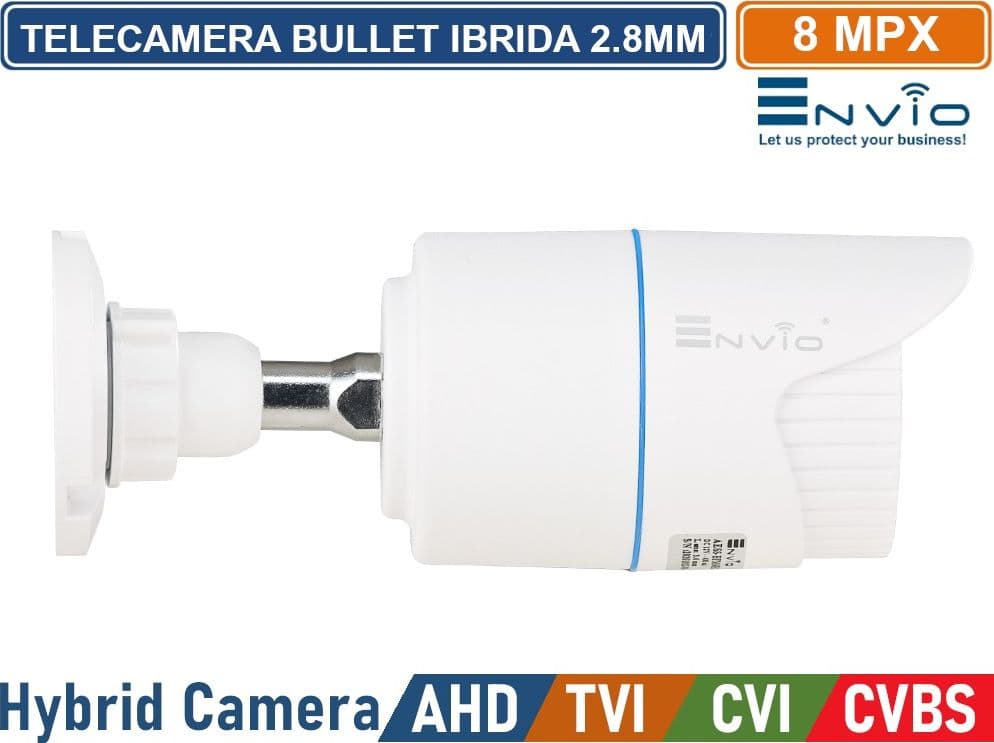 TELECAMERA BULLET IBRIDA 4in1 AHD TVI CVI CVBS OTTICA 2.8mm 8MP 4K ULTRA HD 36 IR LED IP65 VISIONE 30 METRI - 2