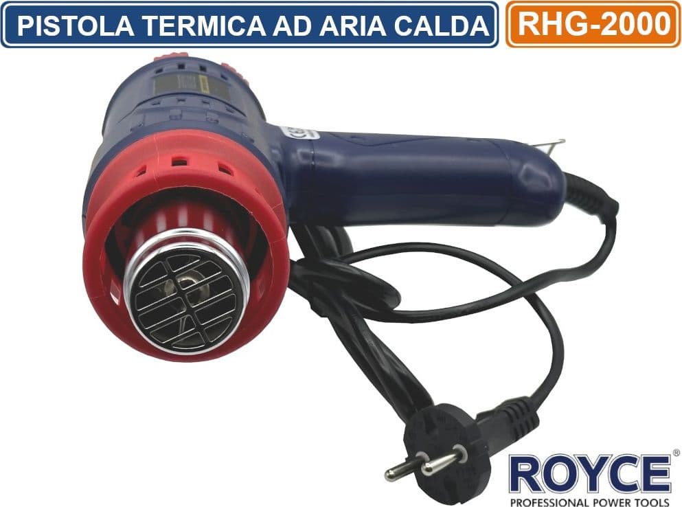 ROYCE RHG-2000 PISTOLA TERMICA AD ARIA CALDA 2000 WATT SVERNICIATORE CON DOPPIO SELETTORE TEMPERATURA FLUSSO ARIA - 3