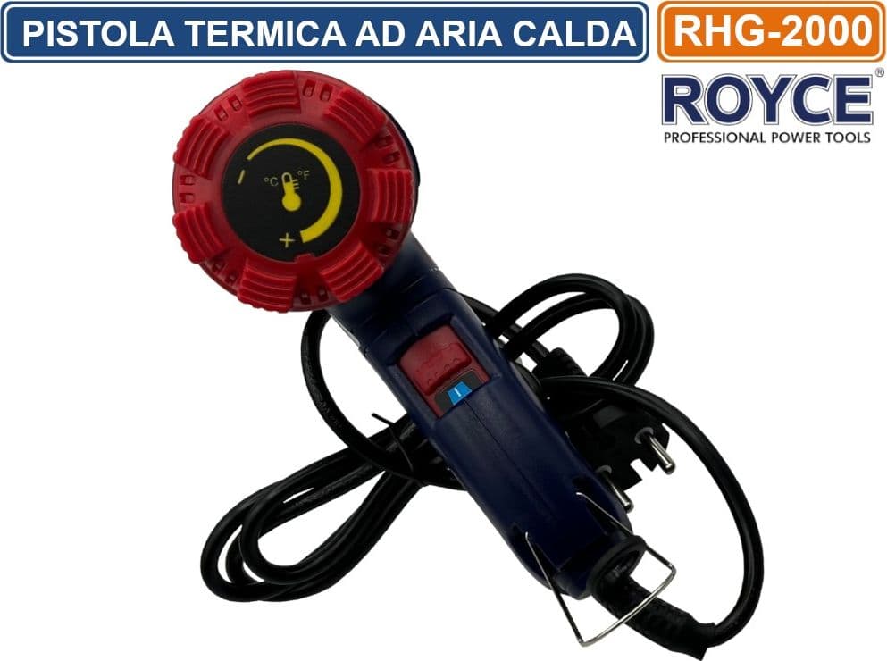 ROYCE RHG-2000 PISTOLA TERMICA AD ARIA CALDA 2000 WATT SVERNICIATORE CON DOPPIO SELETTORE TEMPERATURA FLUSSO ARIA - 4