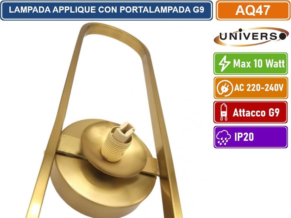 UNIVERSO AQ47 APPLIQUE A SFERA DA PARETE IN METALLO BRONZO E PARALUME IN VETRO CON ATTACCO G9 MAX 10W - 3