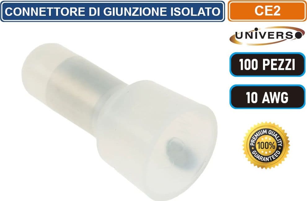 UNIVERSO CE2 CONFEZIONE 100 PEZZI CONNETTORE DI GIUNZIONE A CRIMPARE ISOLATO PER CAVI DA 10 AWG - 3