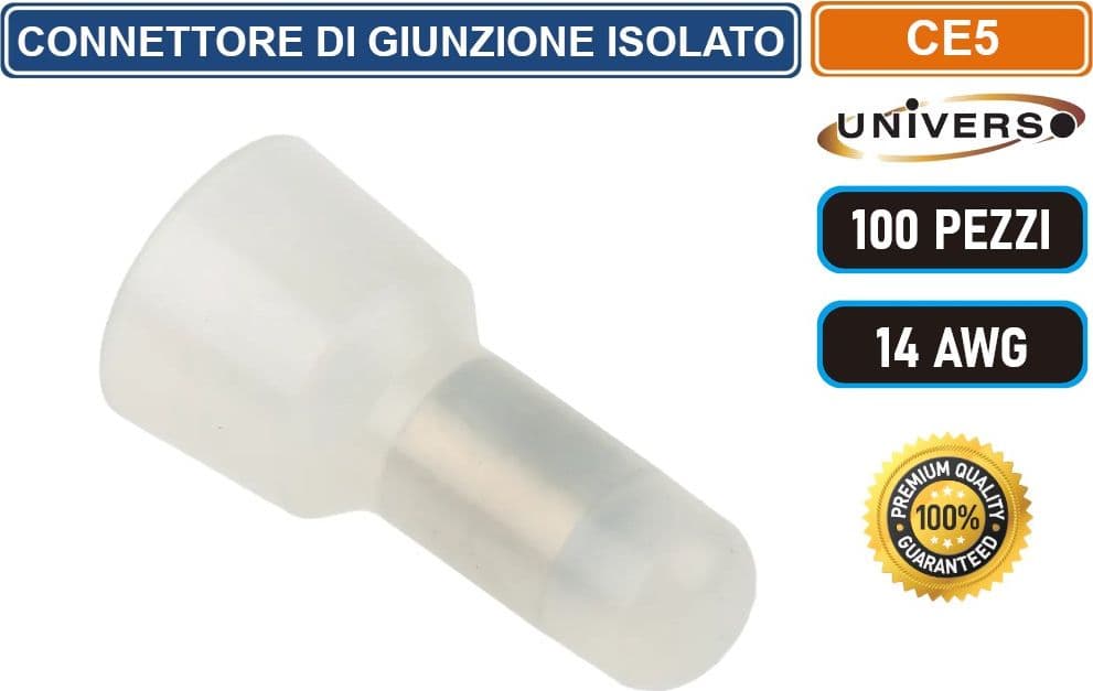 UNIVERSO CE5 CONFEZIONE 100 PEZZI CONNETTORE DI GIUNZIONE A CRIMPARE ISOLATO PER CAVI DA 14 AWG - 4