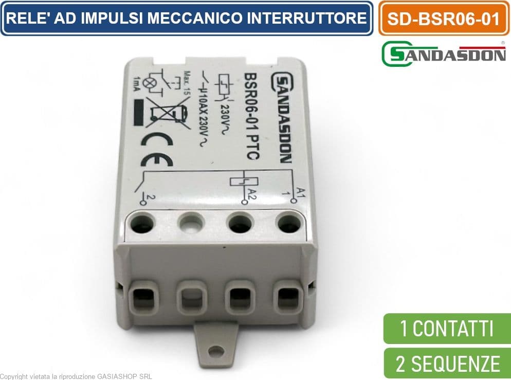 SANDASDON SD-BSR06/01 RELÈ AD IMPULSI MECCANICO 10A 1NO 1 CONTATTO 2 SEQUENZE TIPO FINDER 26018230.26.01 - 3