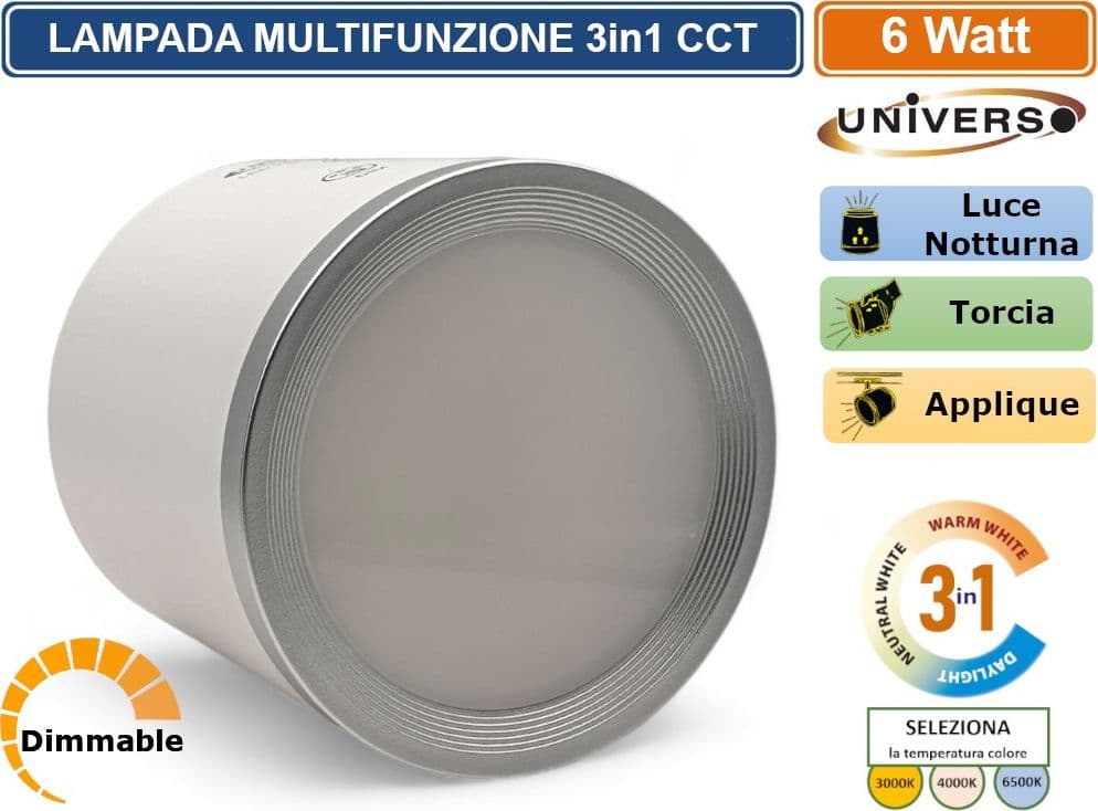 BL-1005-B LAMPADA MULTIFUNZIONE RICARICABILE DA TAVOLO 6W DIMMERABILE CCT 3 IN 1 TEMPERATURA LUCE SELEZIONABILE - 4