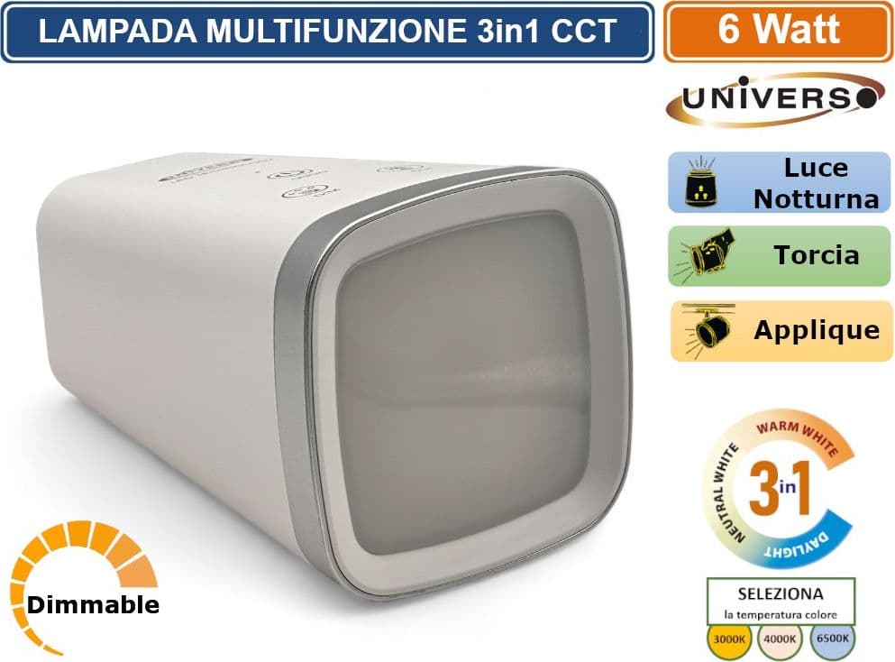 BL-1008-B LAMPADA MULTIFUNZIONE RICARICABILE DA TAVOLO 6W DIMMERABILE CCT 3 IN 1 TEMPERATURA LUCE SELEZIONABILE - 4