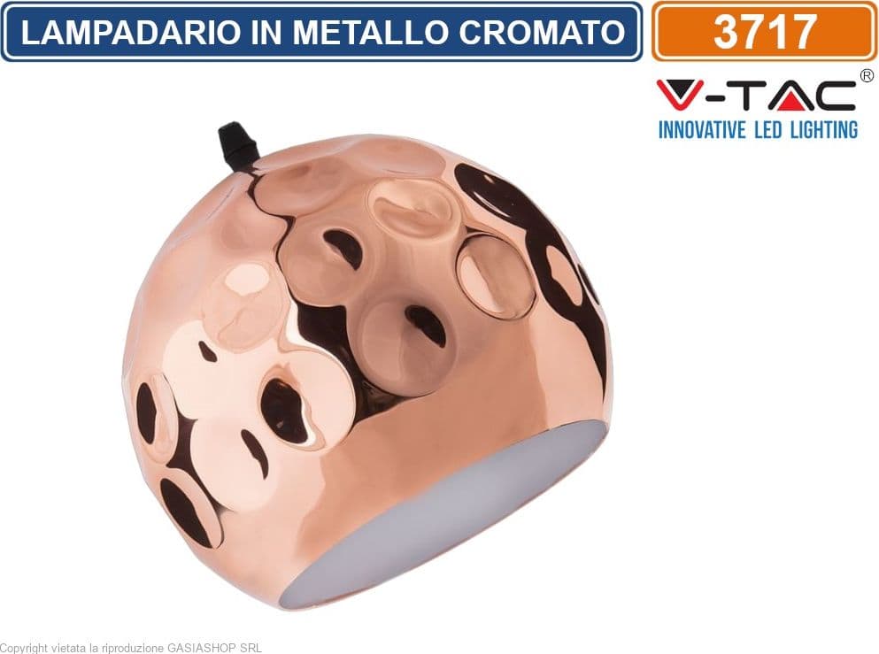 V-TAC VT-8250 LAMPADARIO IN METALLO CROMATO CON PORTALAMPADA PER LAMPADINE E27 - SKU 3717 - 2