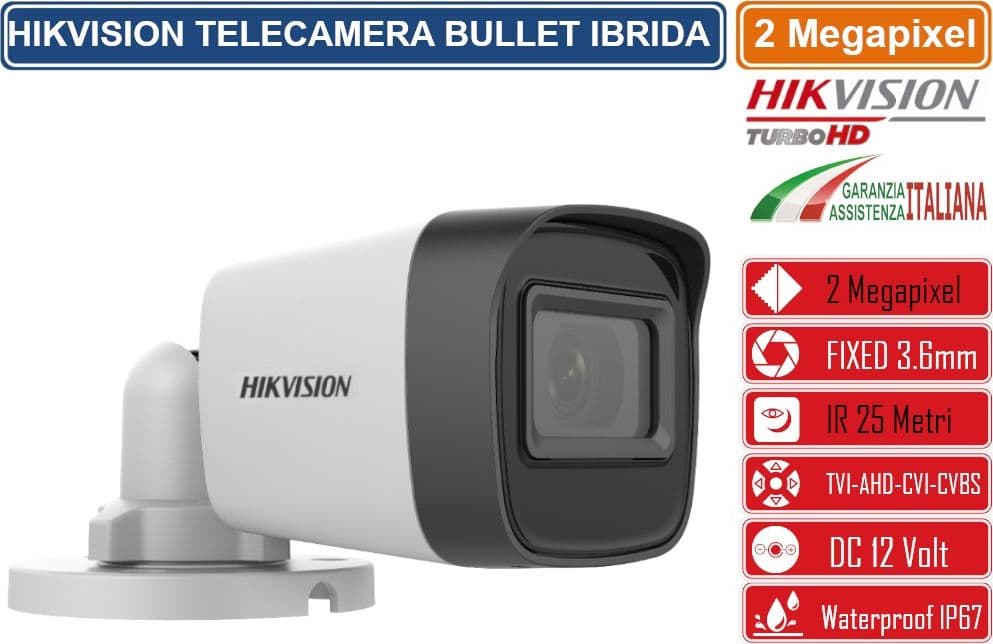 HIKVISION DS-2CE16D0T-ITPF TELECAMERA BULLET IBRIDA 4IN1 TVI/AHD/CVI/CVBS 2 MEGAPIXEL 3.6MM OSD IP67 - 2