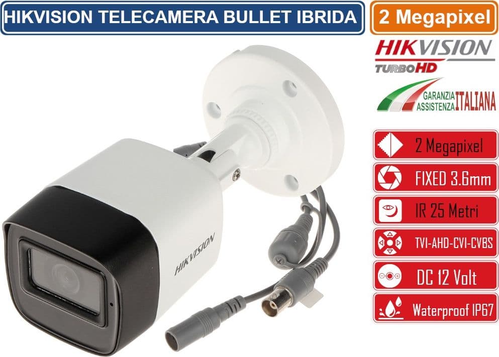 HIKVISION DS-2CE16D0T-ITPF TELECAMERA BULLET IBRIDA 4IN1 TVI/AHD/CVI/CVBS 2 MEGAPIXEL 3.6MM OSD IP67 - 3