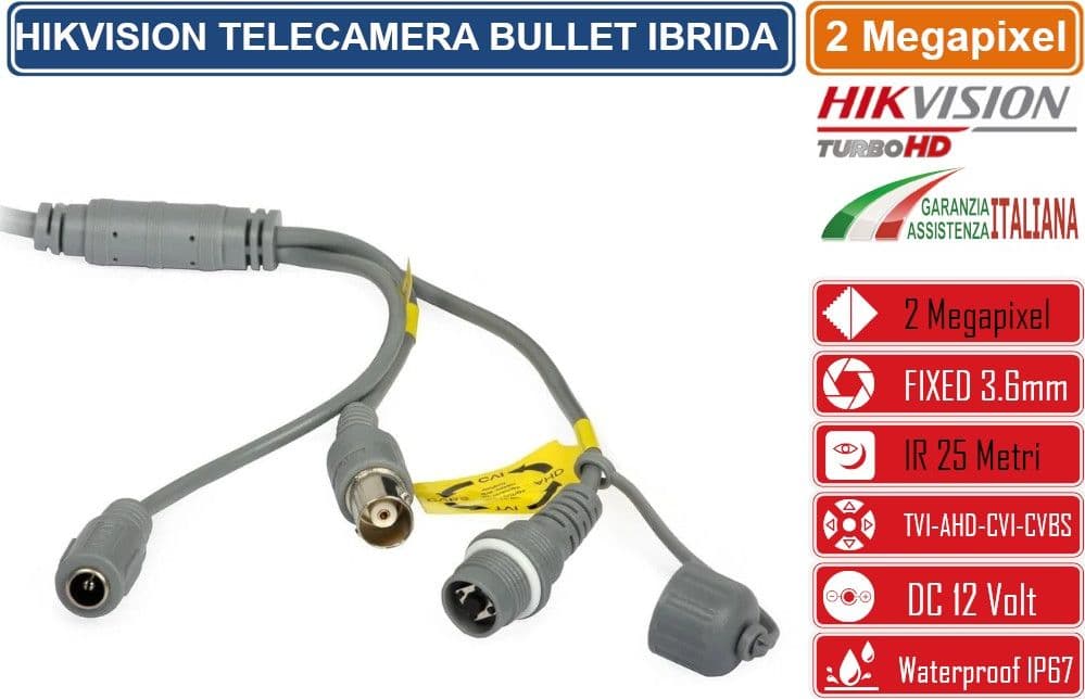 HIKVISION DS-2CE16D0T-ITPF TELECAMERA BULLET IBRIDA 4IN1 TVI/AHD/CVI/CVBS 2 MEGAPIXEL 3.6MM OSD IP67 - 4