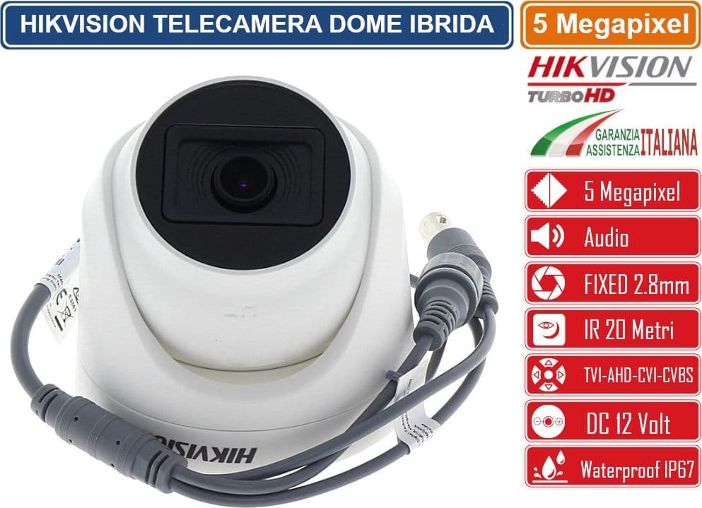 HIKVISION DS-2CE76H0T-ITPFS TELECAMERA DOME IBRIDA 4IN1 TVI/AHD/CVI/CVBS 5 MEGAPIXEL 2.8MM OSD AUDIO IP67 - 3