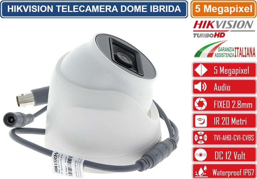 HIKVISION DS-2CE76H0T-ITPFS TELECAMERA DOME IBRIDA 4IN1 TVI/AHD/CVI/CVBS 5 MEGAPIXEL 2.8MM OSD AUDIO IP67 - 4