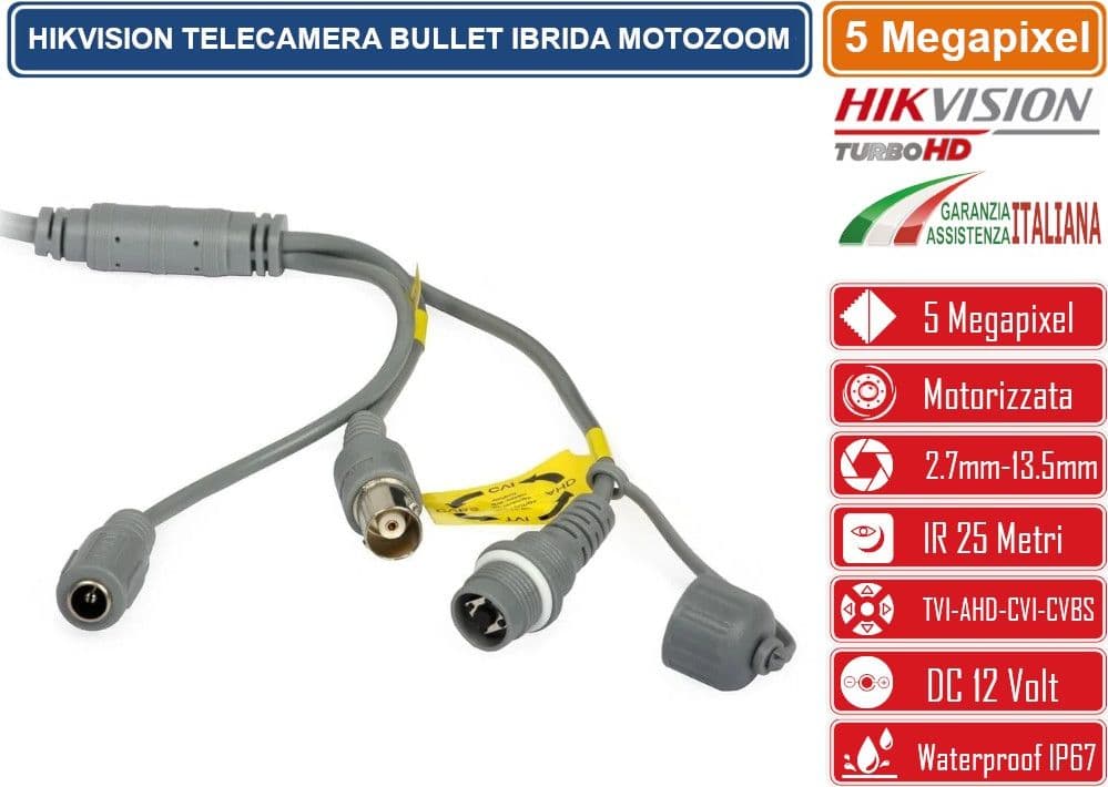 HIKVISION DS-2CE79H0T-IT3ZF TELECAMERA DOME IBRIDA 4IN1 TVI/AHD/CVI/CVBS 5 MEGAPIXEL OTTICA VARIFOCALE MOTORIZZATA 2.7-13MM OSD IP67 - 5