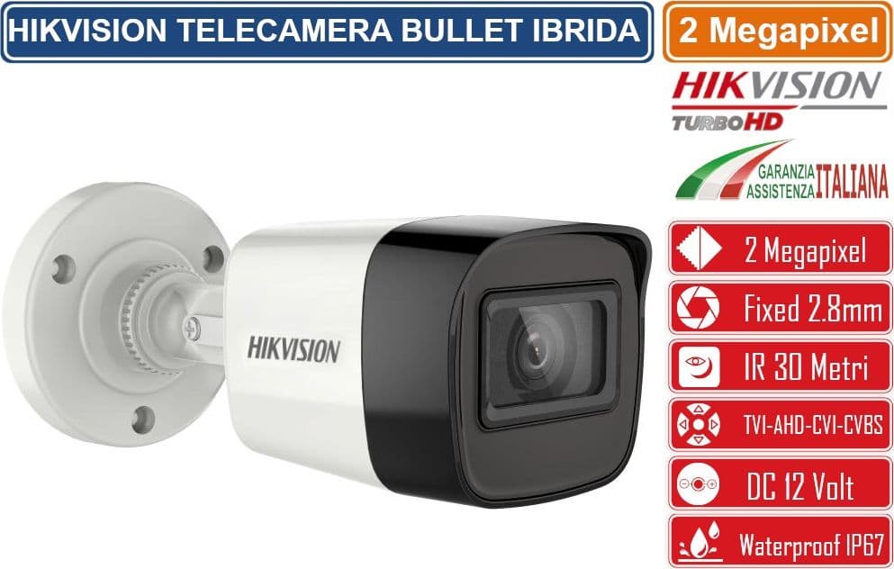 HIKVISION DS-2CE16D0T-ITFS TELECAMERA BULLET 4IN1 TVI/AHD/CVI/CVBS HD 2 MEGAPIXEL FULL HD 1080P 2.8MM OSD IP67 - 2
