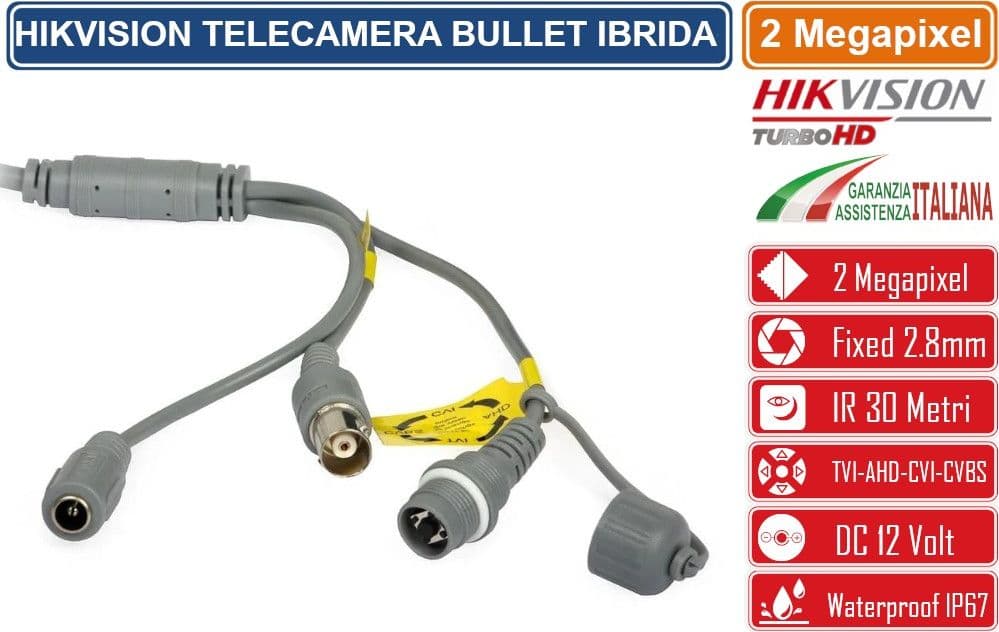 HIKVISION DS-2CE16D0T-ITFS TELECAMERA BULLET 4IN1 TVI/AHD/CVI/CVBS HD 2 MEGAPIXEL FULL HD 1080P 2.8MM OSD IP67 - 4