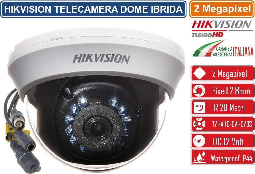 HIKVISION DS-2CE56D0T-IRMMF TELECAMERA DOME 4IN1 TVI/AHD/CVI/CVBS HD 2 MEGAPIXEL FULL HD 1080P 2.8MM OSD IP44 - 2