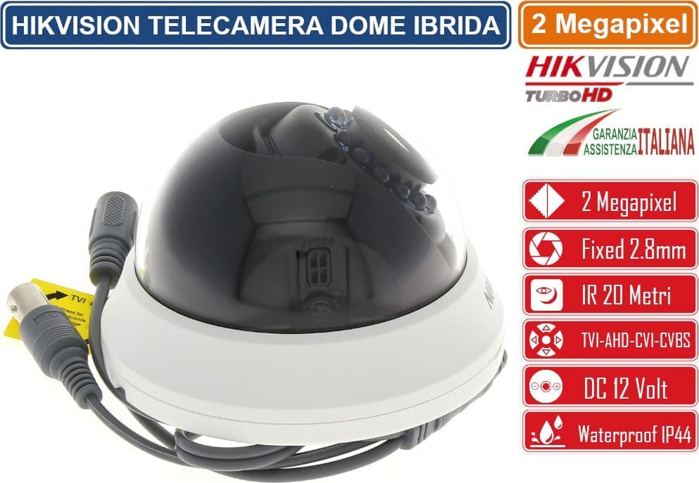 HIKVISION DS-2CE56D0T-IRMMF TELECAMERA DOME 4IN1 TVI/AHD/CVI/CVBS HD 2 MEGAPIXEL FULL HD 1080P 2.8MM OSD IP44 - 3