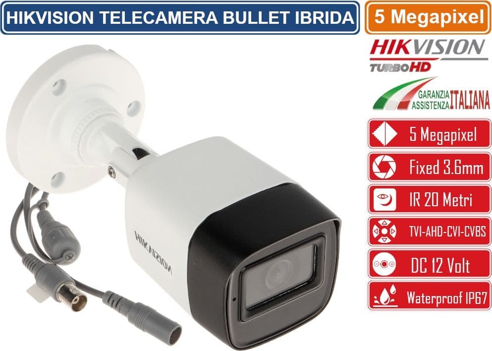 HIKVISION DS-2CE16H0T-ITPF TELECAMERA BULLET IBRIDA 4IN1 TVI/AHD/CVI/CVBS 5 MEGAPIXEL 3.6MM OSD IP67 - 2