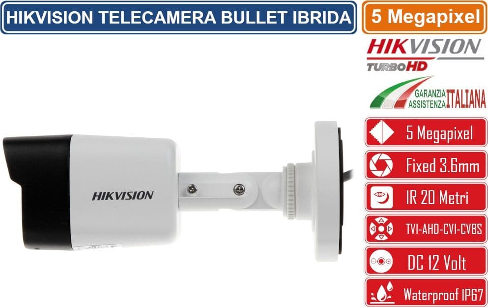 HIKVISION DS-2CE16H0T-ITPF TELECAMERA BULLET IBRIDA 4IN1 TVI/AHD/CVI/CVBS 5 MEGAPIXEL 3.6MM OSD IP67 - 3