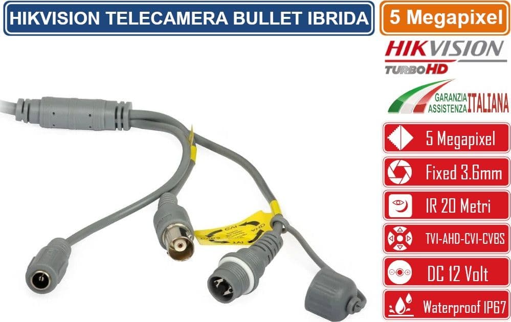 HIKVISION DS-2CE16H0T-ITPF TELECAMERA BULLET IBRIDA 4IN1 TVI/AHD/CVI/CVBS 5 MEGAPIXEL 3.6MM OSD IP67 - 5
