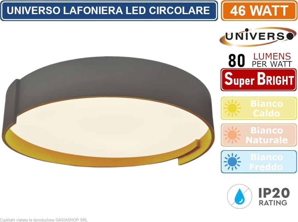 UNIVERSO C49-G PLAFONIERA LED SMD CIRCOLARE 46W 3680 LUMEN IP20 3000K 4000K 6500K - 2